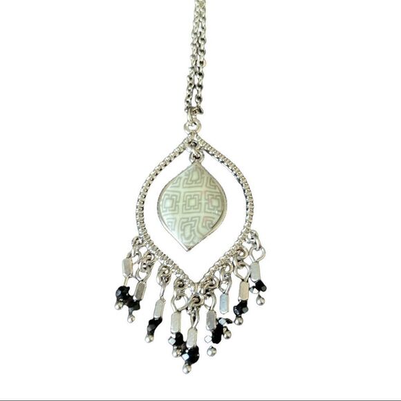 JILZARAH Reversible Polymer Clay Inlay Silver Tone Necklace & Chandelier Earring - Picture 5 of 6